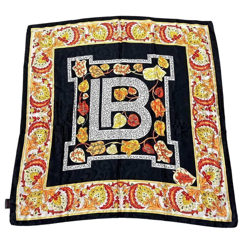LAURA di Laura Biagiotti 100% Silk Square Scarf Multicolored Paisley Made in Ita